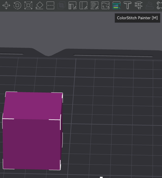 The object is selected and the ColorStitch Painter is picked from the gizmo toolbar