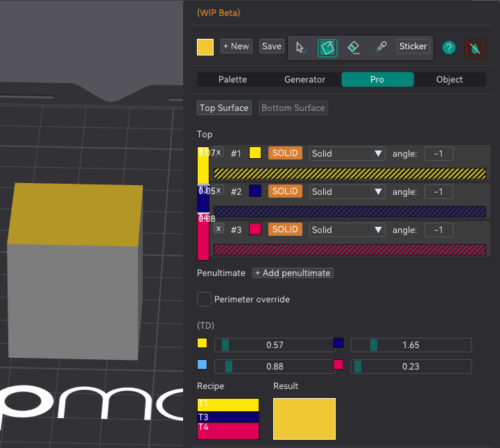 A third solid pass has been added and the painted face updates to the new predicted colour